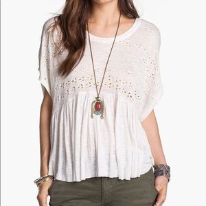 'Free People Sweetart' Eyelet Embroidered Top